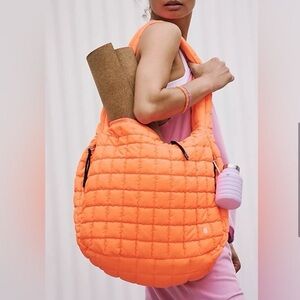 Free People Vibrant Orange Quilted Shoulder Bag